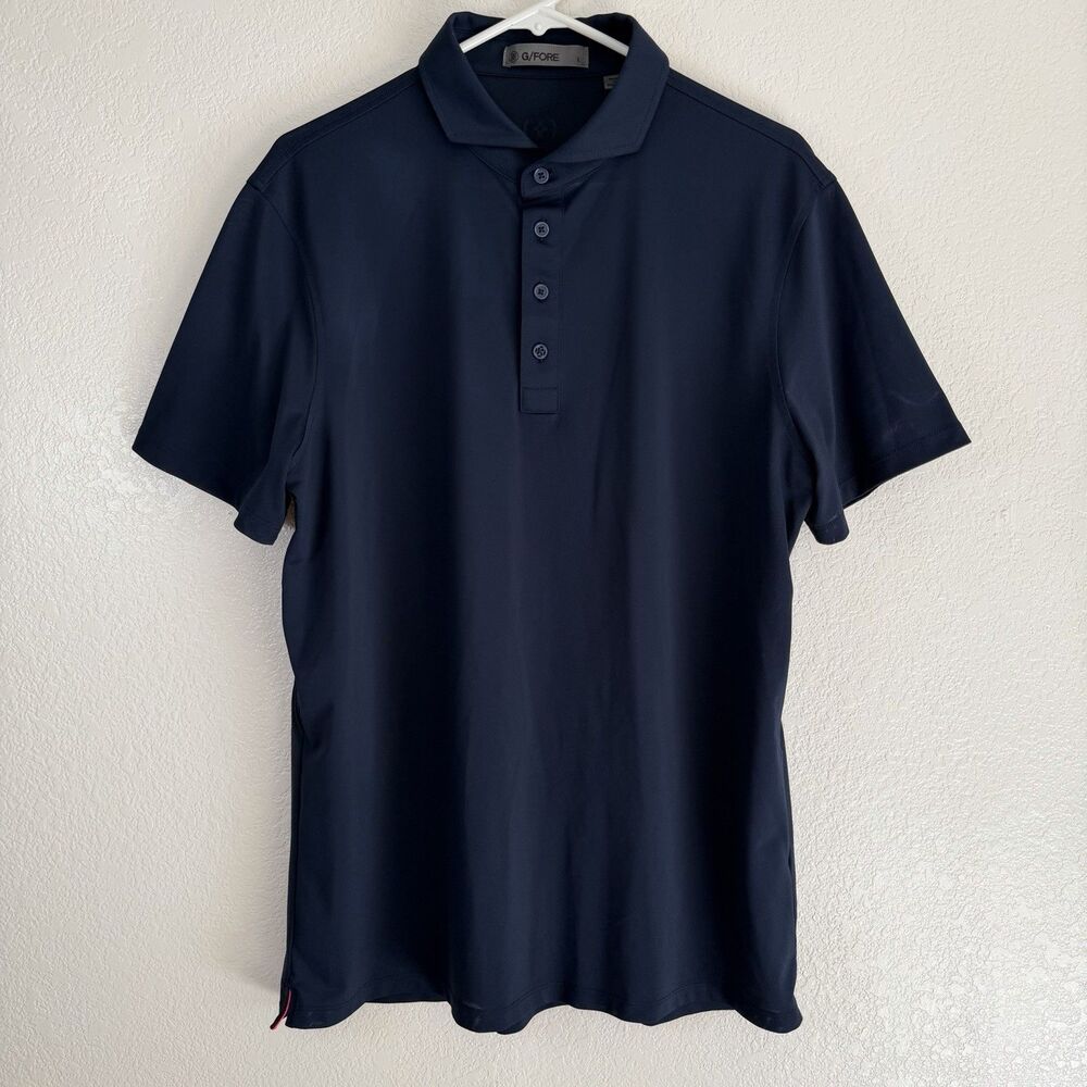 G/FORE Men's Navy Blue Polo LARGE Short Sleeve Stretch Golf Preppy Athleisure